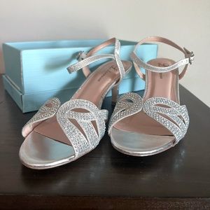 Silver Irredescent Low Heels Size 8